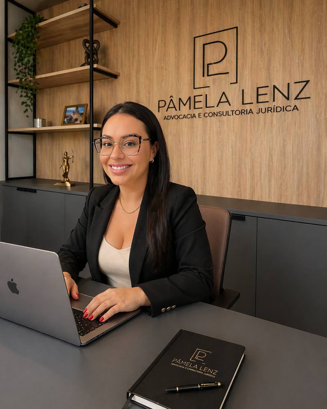 Dra. Pâmela Lenz em atendimento no escritório